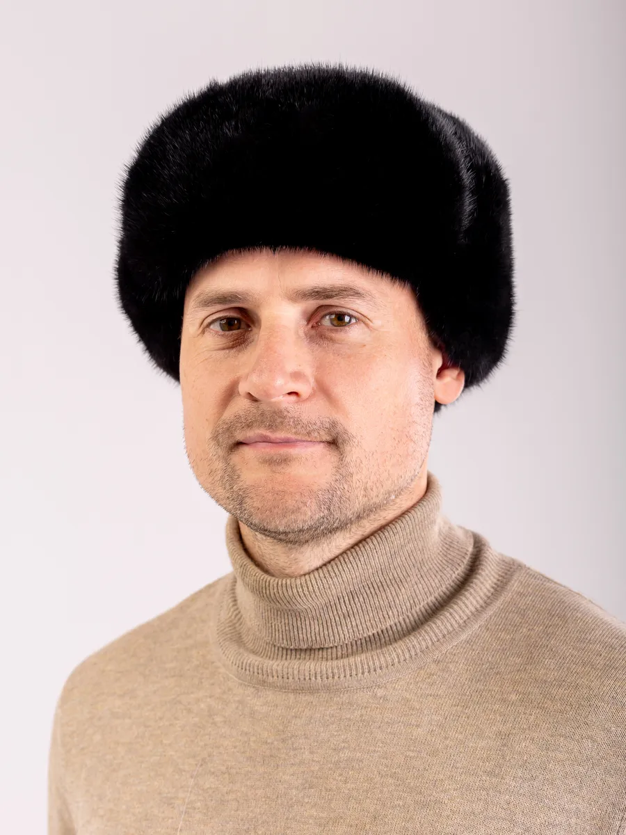 Шапка ушанка кожаная норковая
