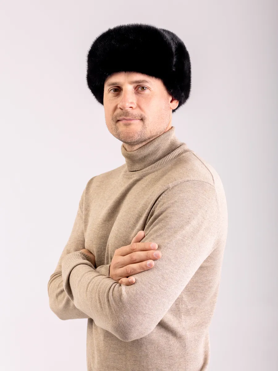 Шапка ушанка кожаная норковая