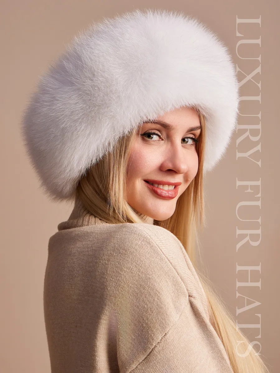 Шапка зимняя кожаная с мехом песца