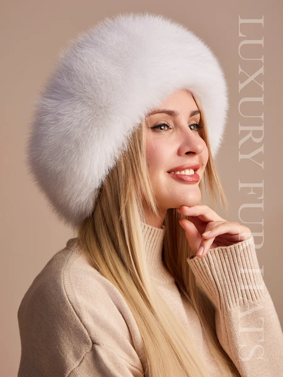 Шапка зимняя кожаная с мехом песца