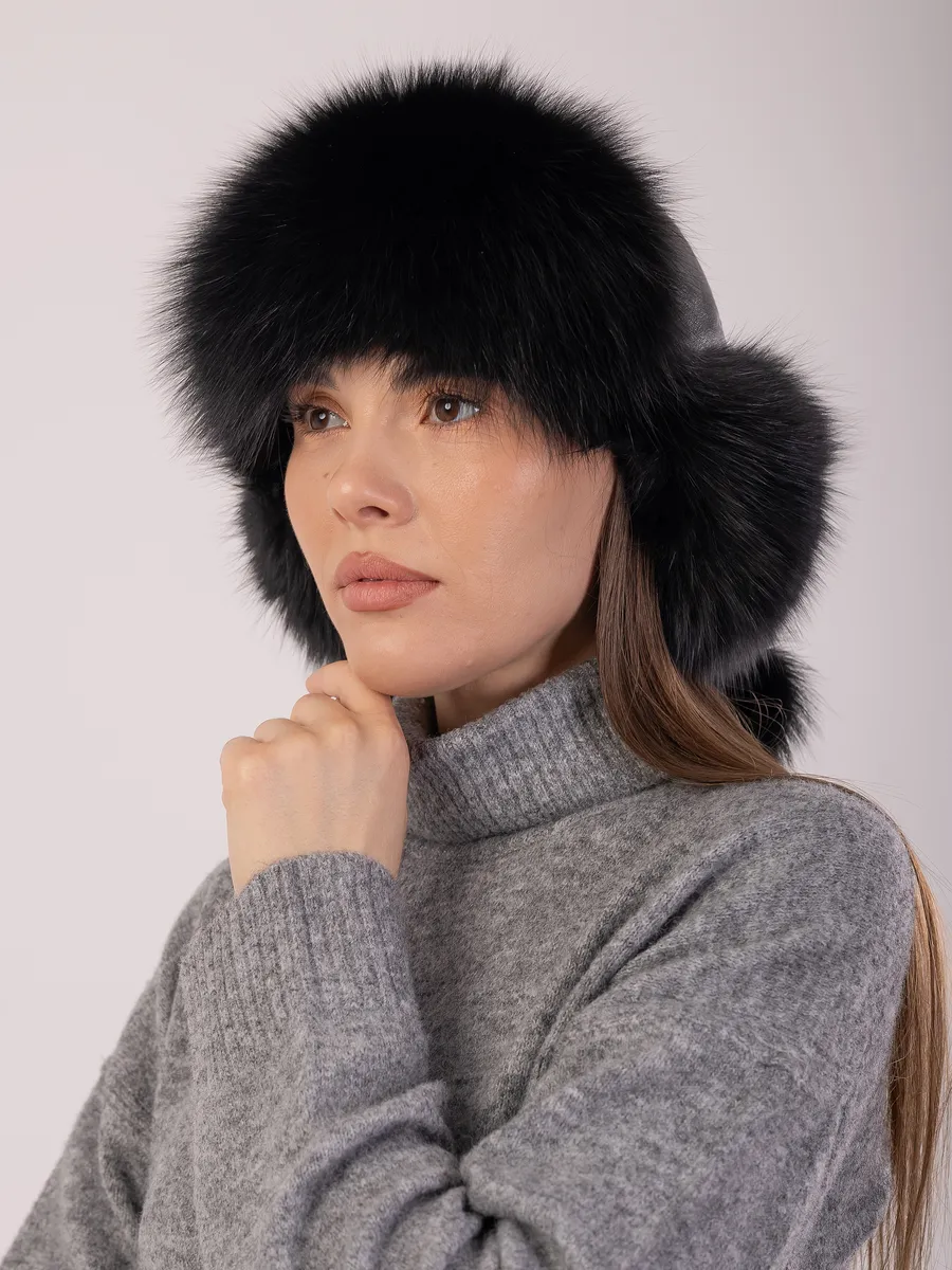 Шапка ушанка кожаная меховая