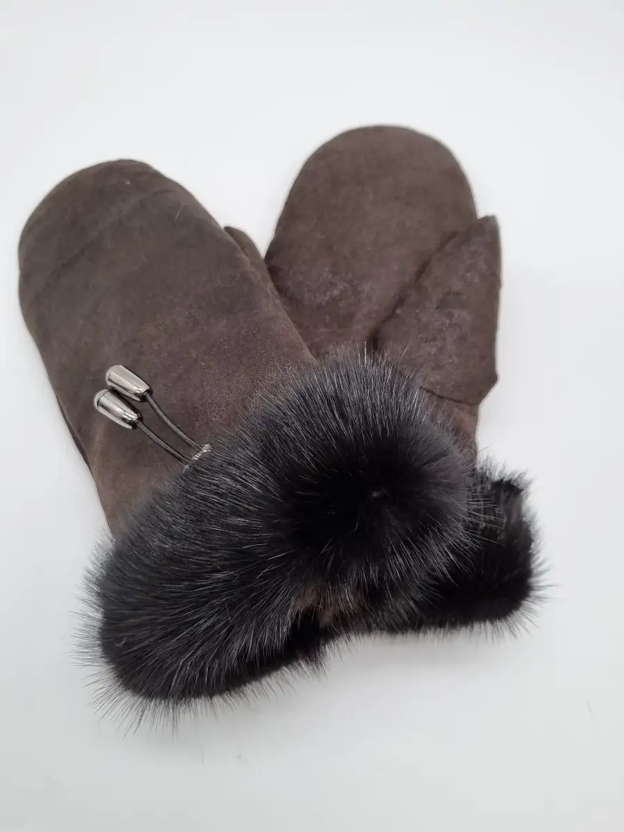 Варежки зимние замшевые на меху