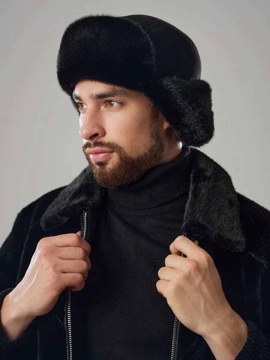 Шапка ушанка искусственный мех замша