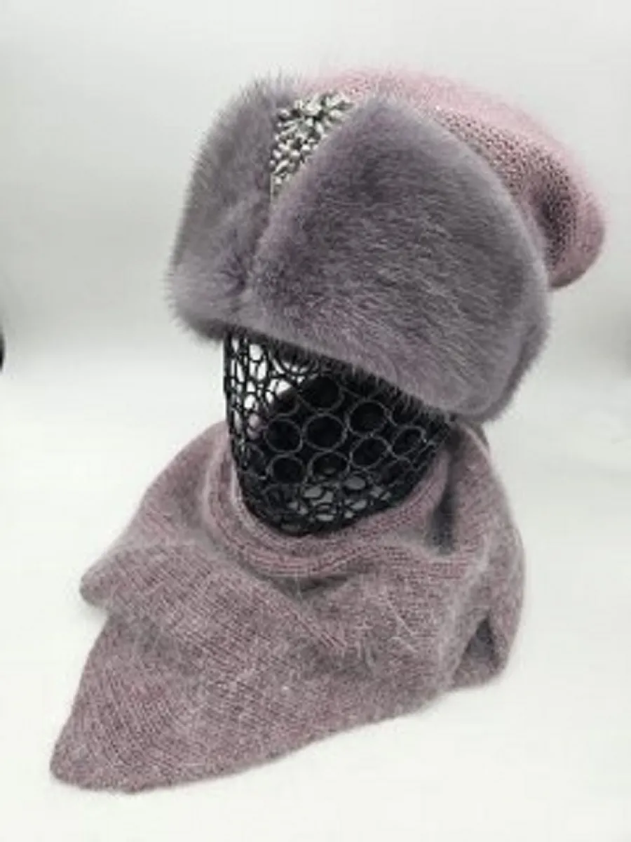 Комплект шапка меховая с косынкой