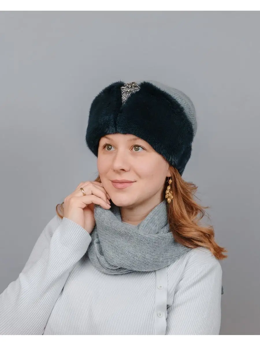 Комплект шапка норковая и шарф ангора