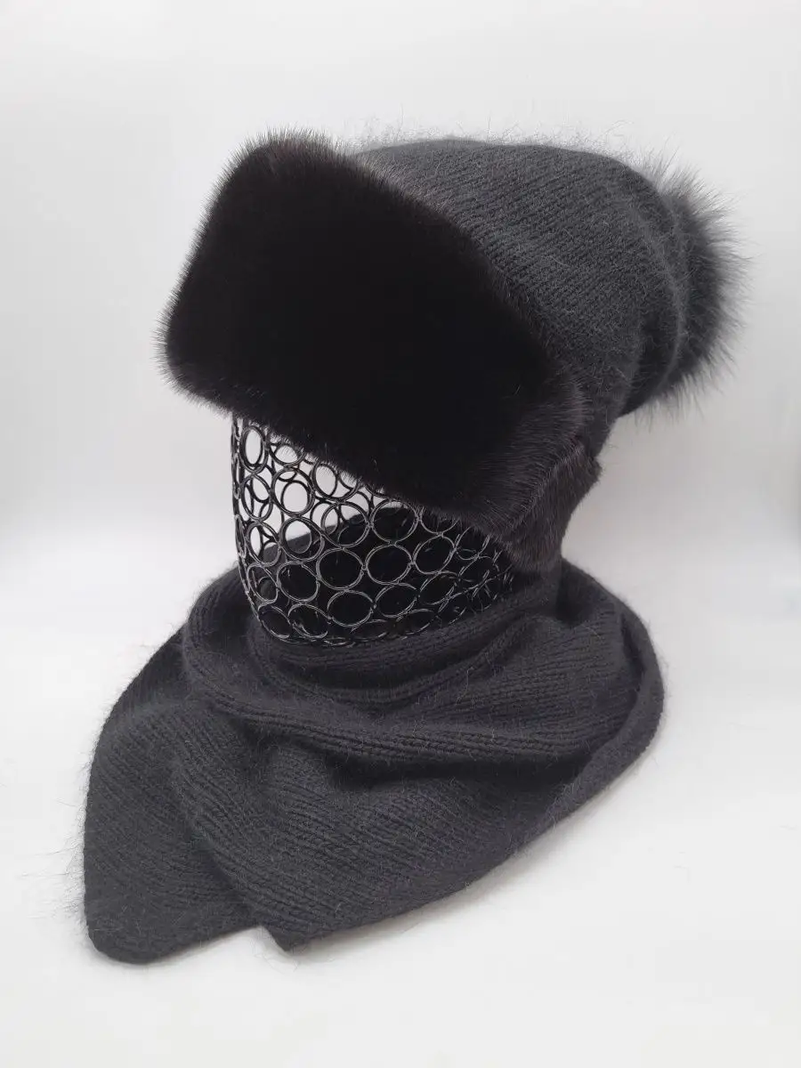 Комплект шапка меховая с косынкой