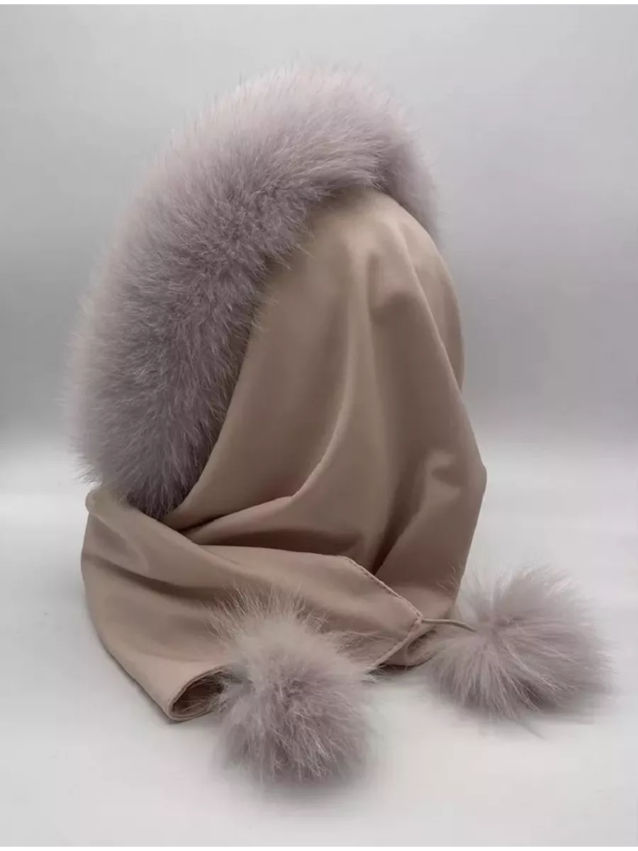 Капор зимний с мехом песца