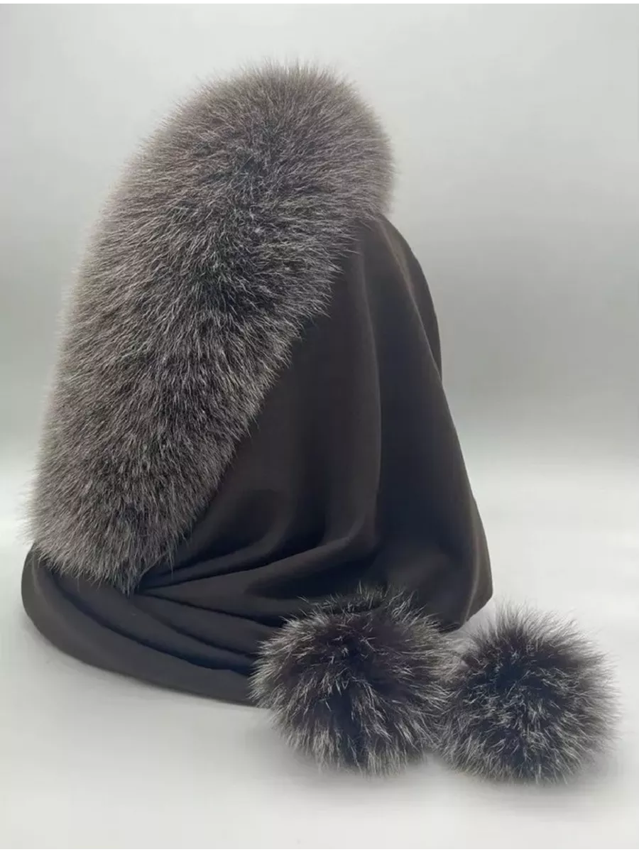 Капор зимний с мехом песца
