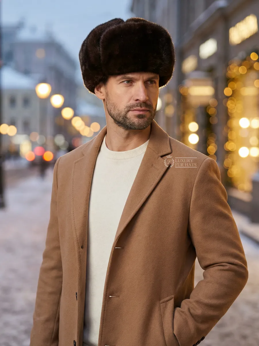 Шапка ушанка меховая норковая