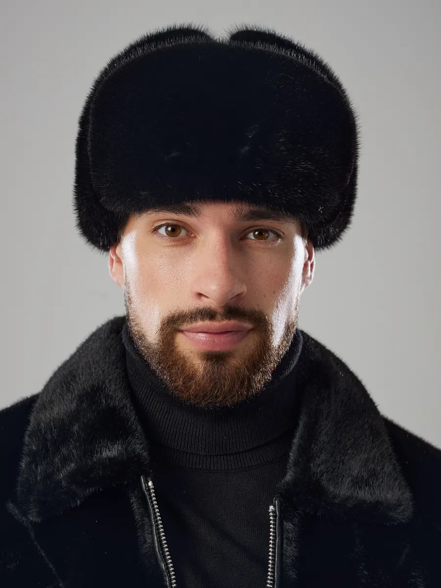 Шапка ушанка норковая замша