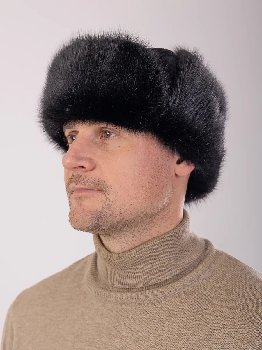 Шапка ушанка замшевая ондатровая