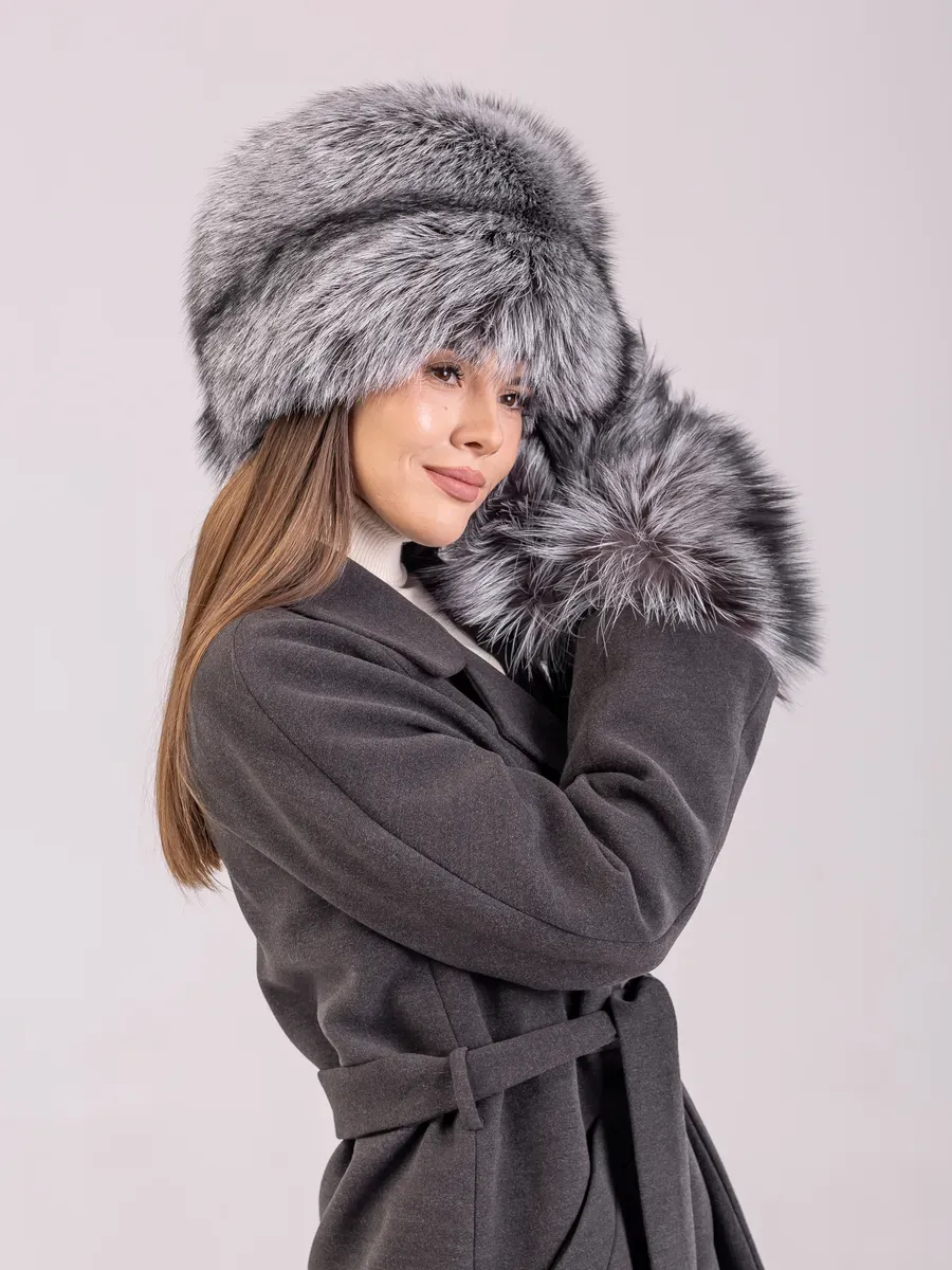 Шапка зимняя меховая чернобурка