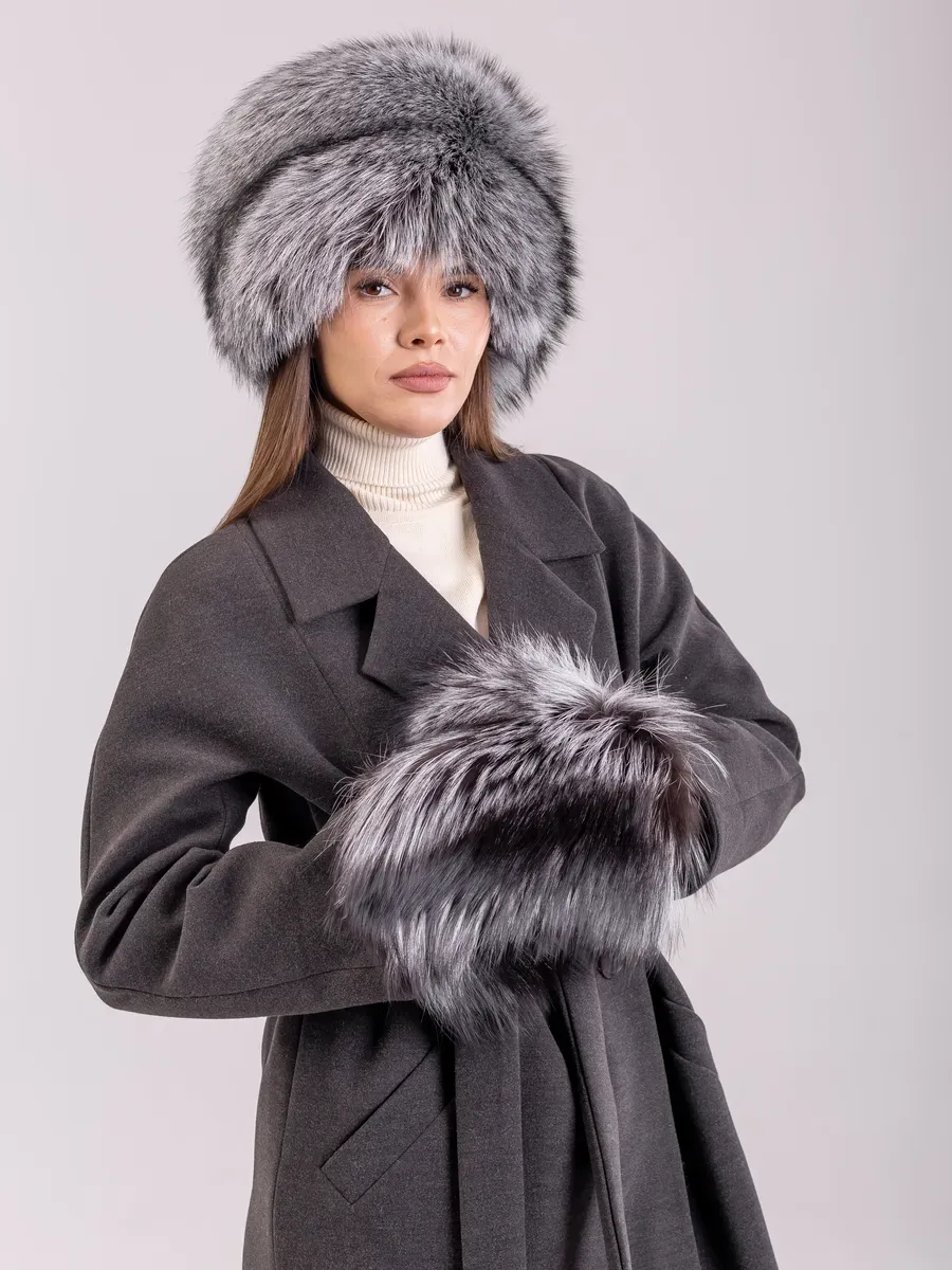 Шапка зимняя меховая чернобурка