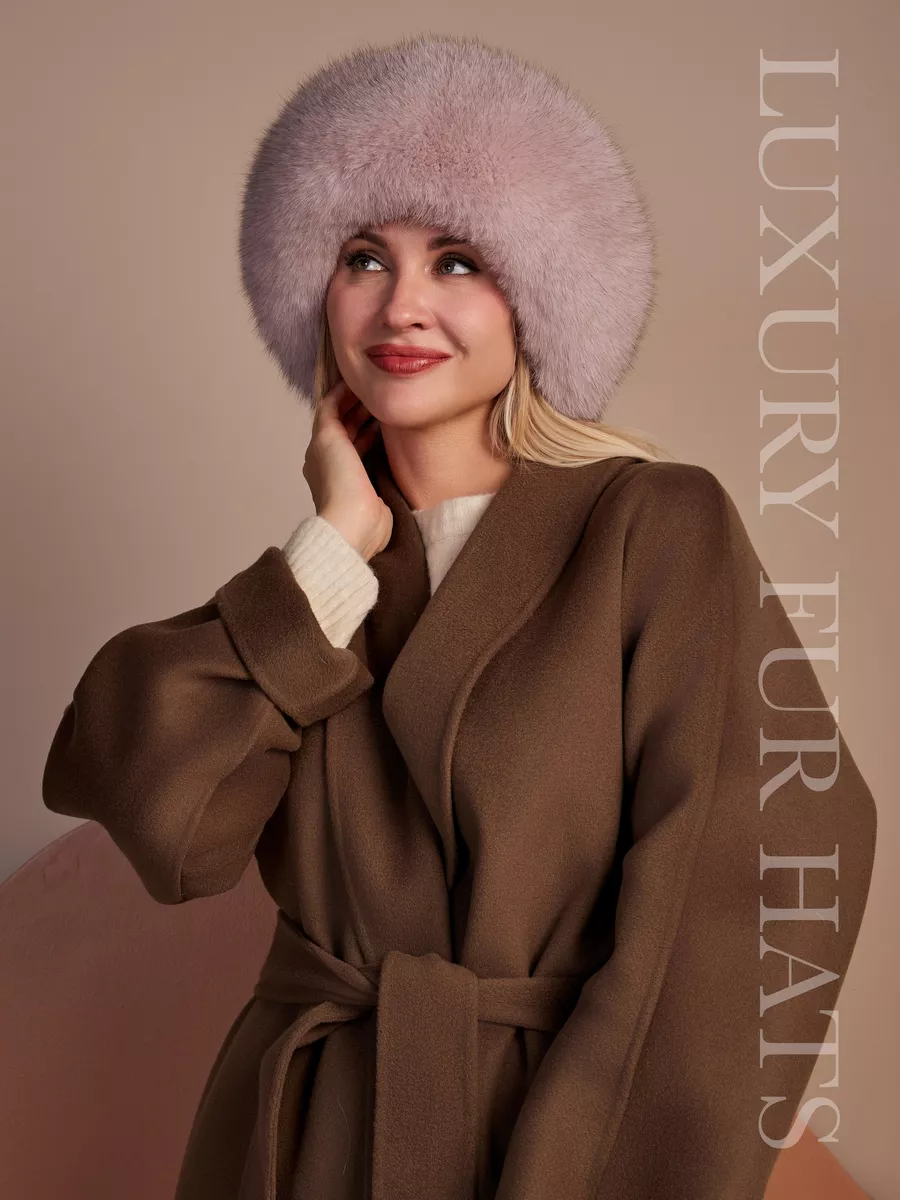 Шапка зимняя кожаная с мехом песца