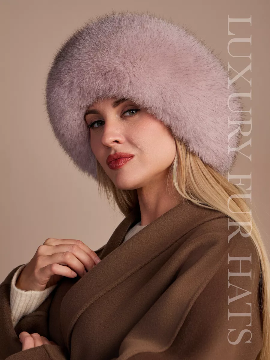 Шапка зимняя кожаная с мехом песца