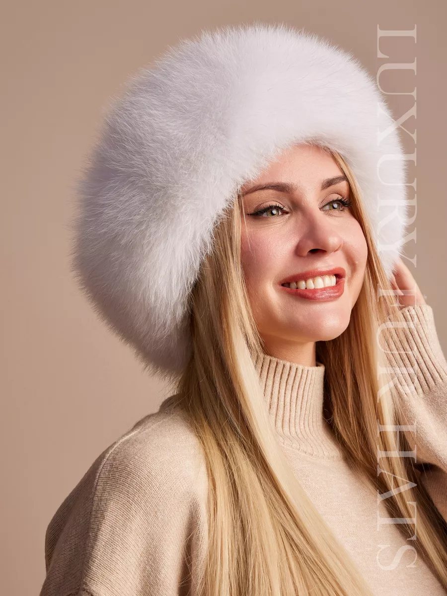 Шапка зимняя кожаная с мехом песца