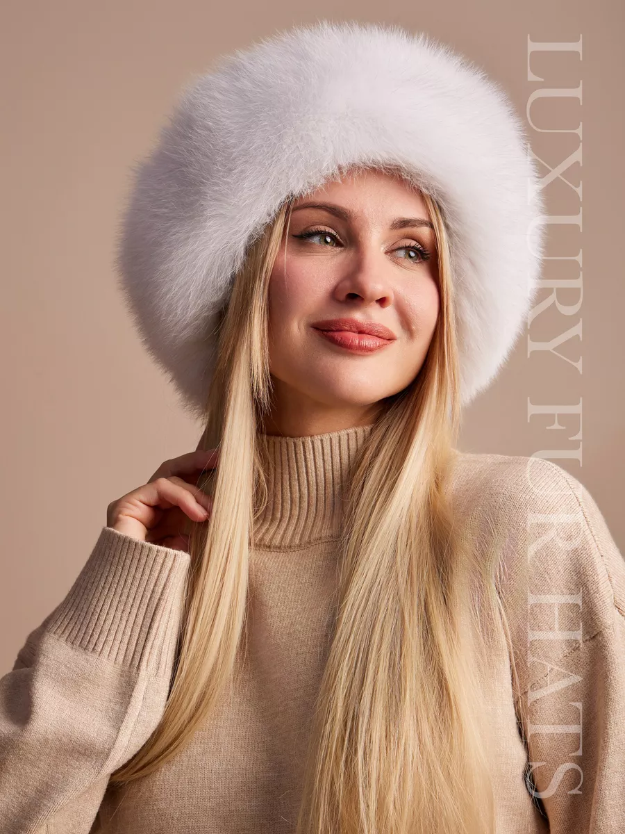 Шапка зимняя кожаная с мехом песца