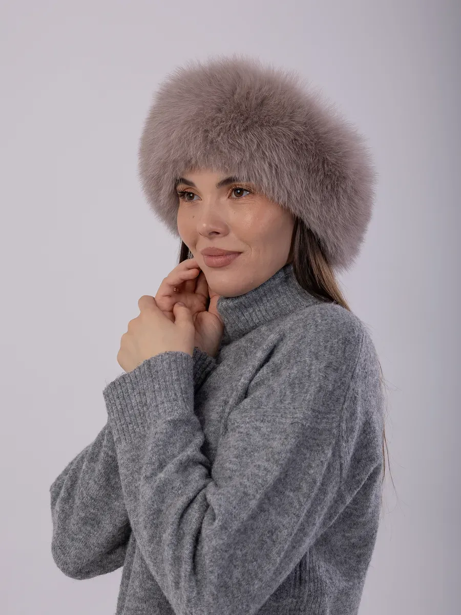 Шапка зимняя кожаная с мехом песца