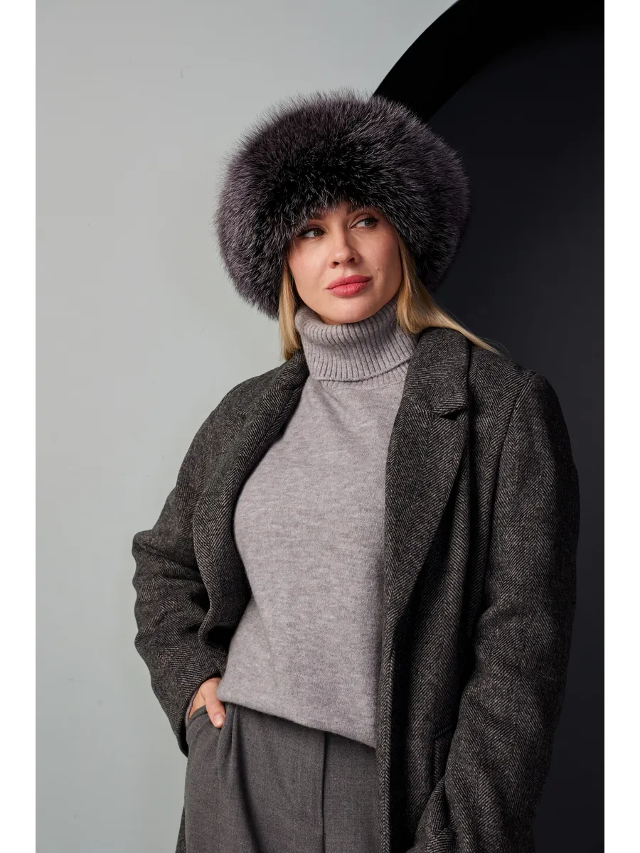 Шапка зимняя кожаная с мехом блюфрост