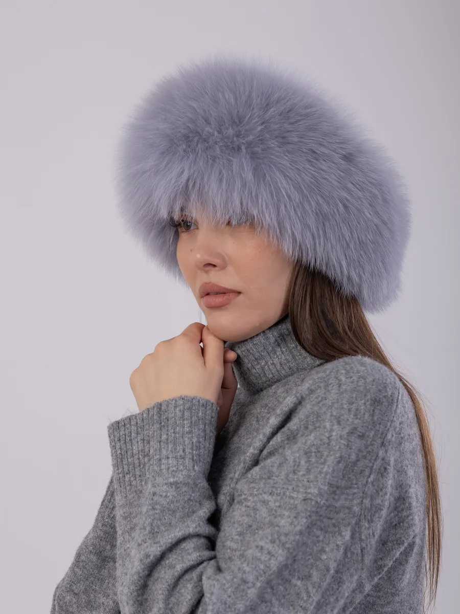 Шапка зимняя кожаная с мехом песца