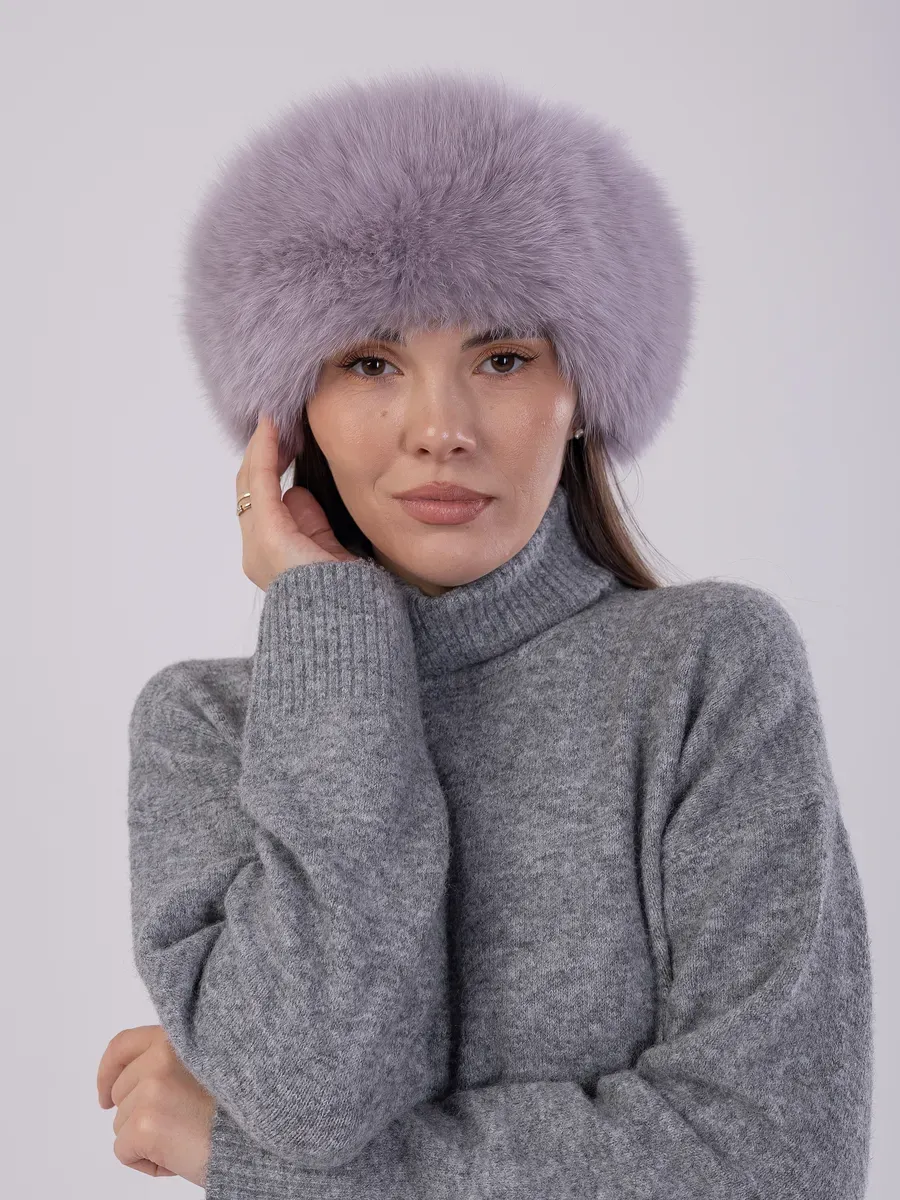Шапка зимняя кожаная с мехом песца