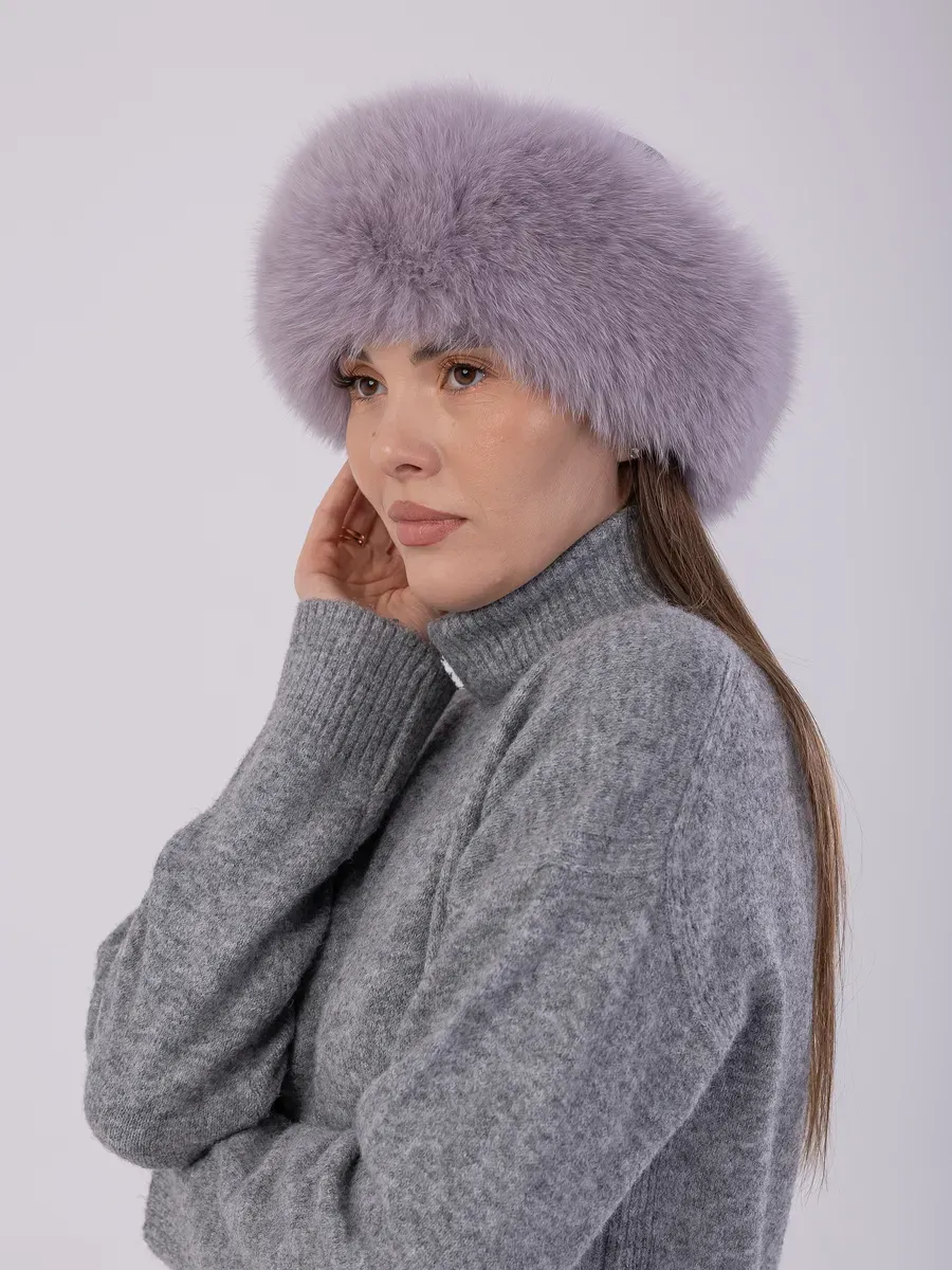 Шапка зимняя кожаная с мехом песца