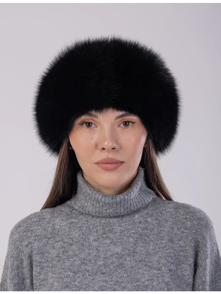 Шапка зимняя кожаная с мехом песца