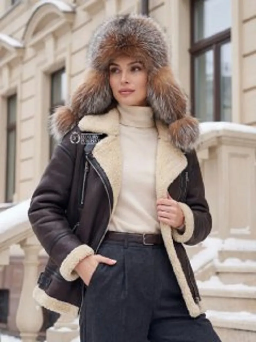 Шапка ушанка кожаная меховая чернобурка